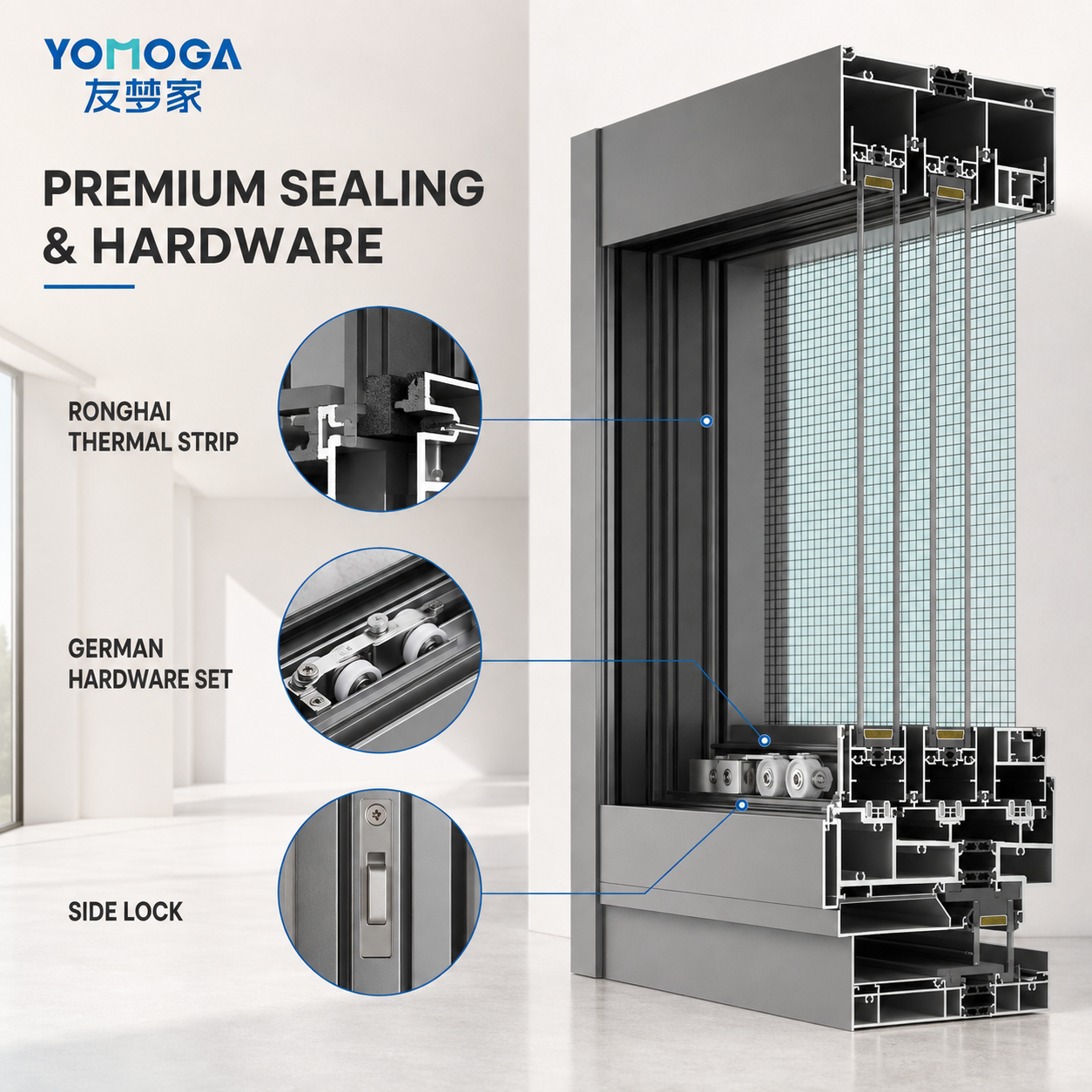 Ultra-Slim 160 Six-Track Panoramic Sliding Window