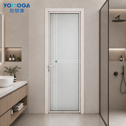 Mid-Slim Aluminum Glass Bathroom Door