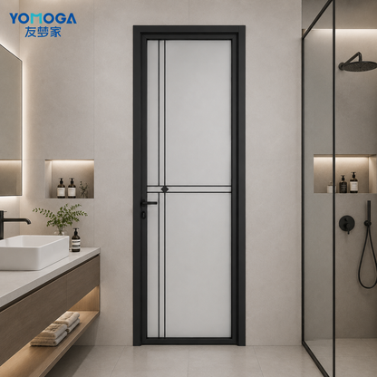 Mid-Slim Aluminum Glass Bathroom Door