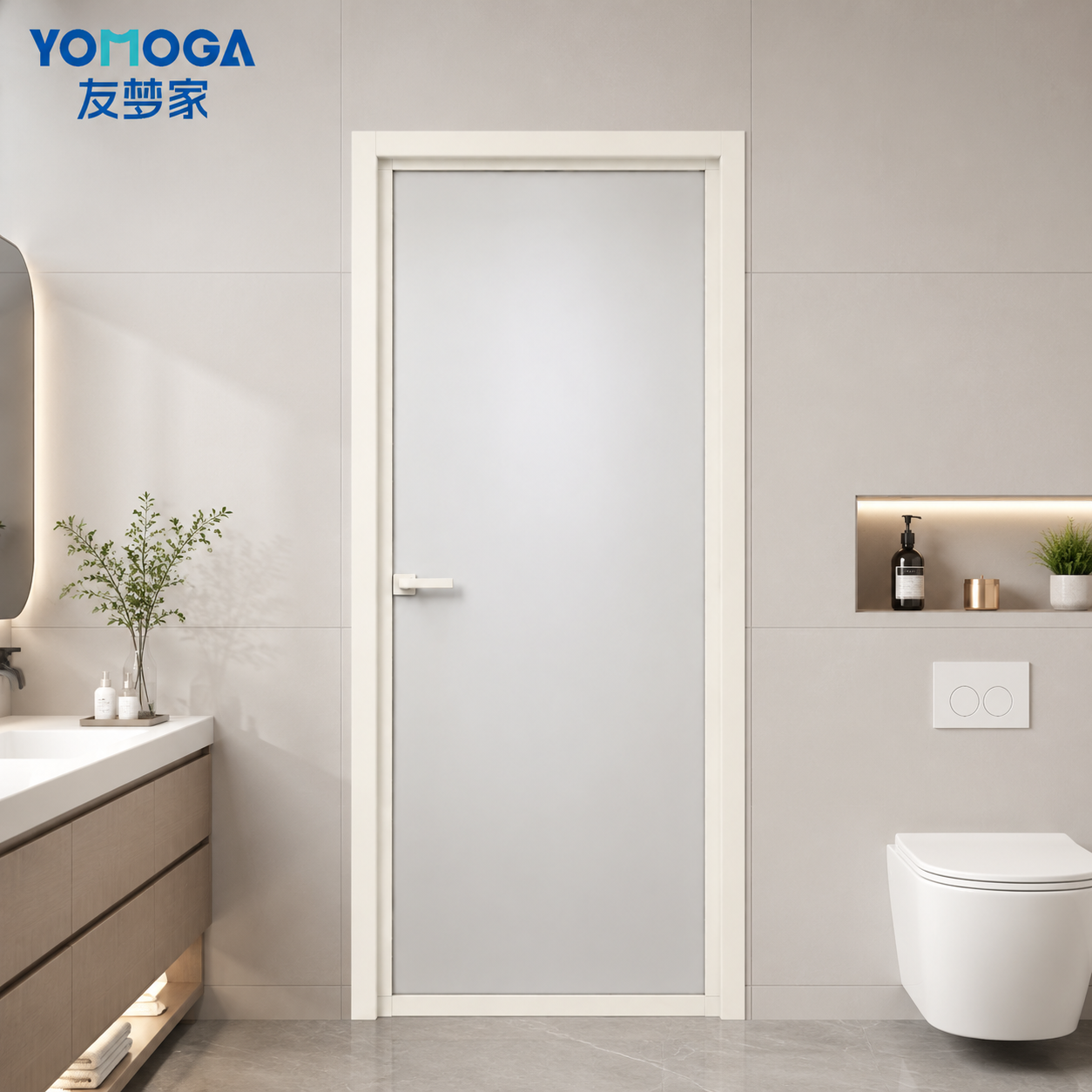 Ultimate Ultra-Slim Ribbed Glass Bathroom Door