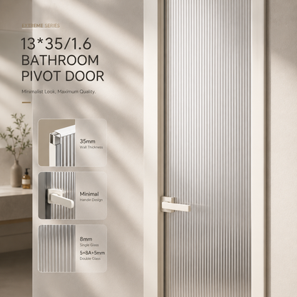 Ultimate Ultra-Slim Ribbed Glass Bathroom Door