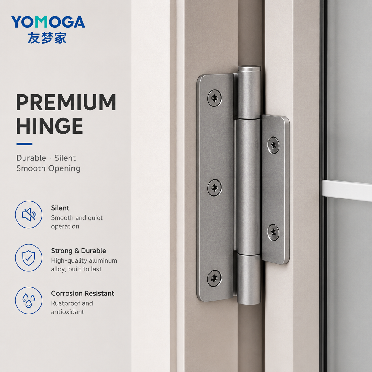 Mid-Slim Aluminum Glass Bathroom Door