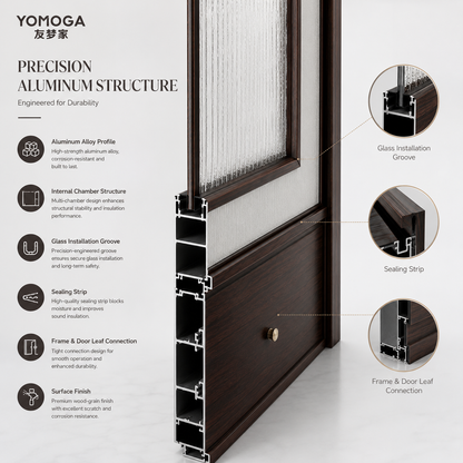 Ultra-Narrow Aluminum Privacy Glass Bathroom Door