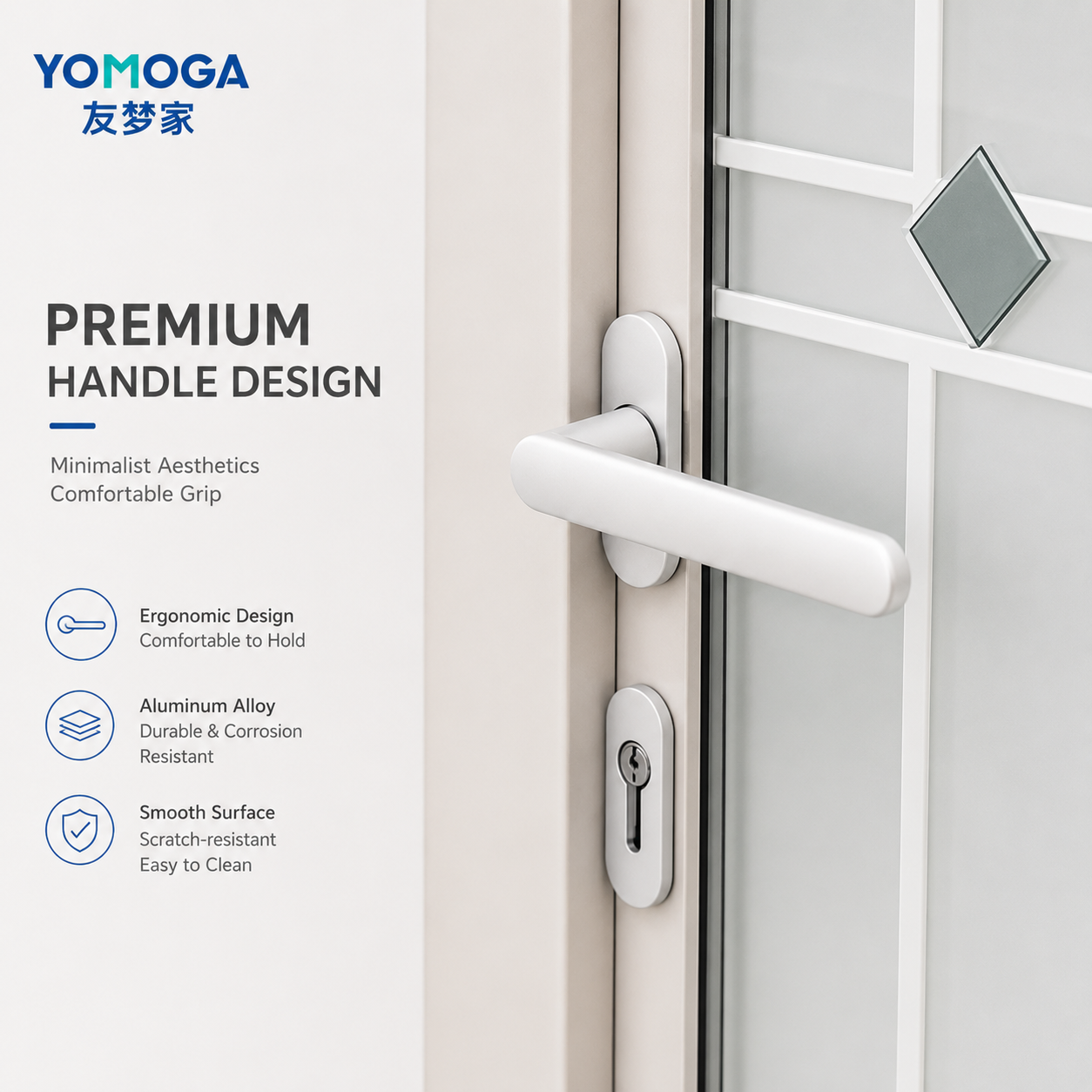 Mid-Slim Aluminum Glass Bathroom Door