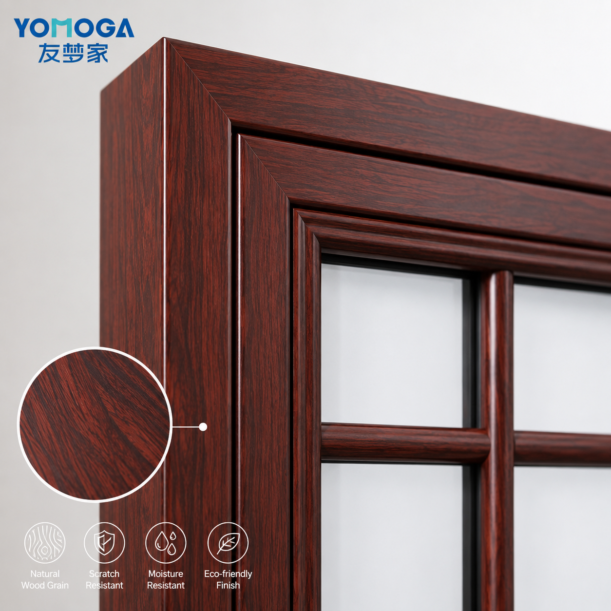 Wide-Frame Aluminum Glass Bathroom Door