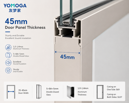 Mid-Slim Aluminum Glass Bathroom Door