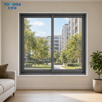 100 series double-glazed sliding window, closed view