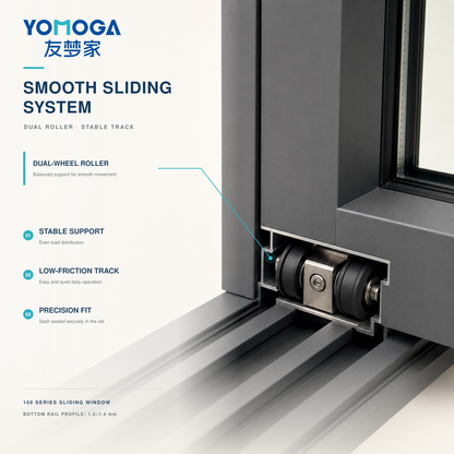 100 series sliding window track and roller hardware