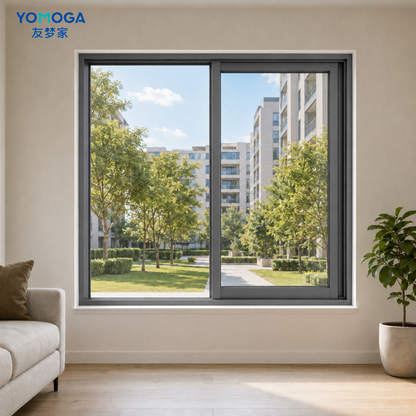 100 series double-glazed sliding window, open view
