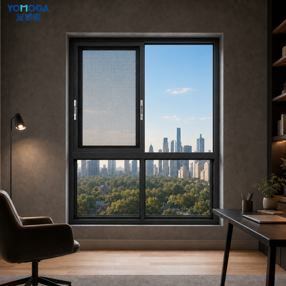 110 three-track super-sealed sliding window, open view