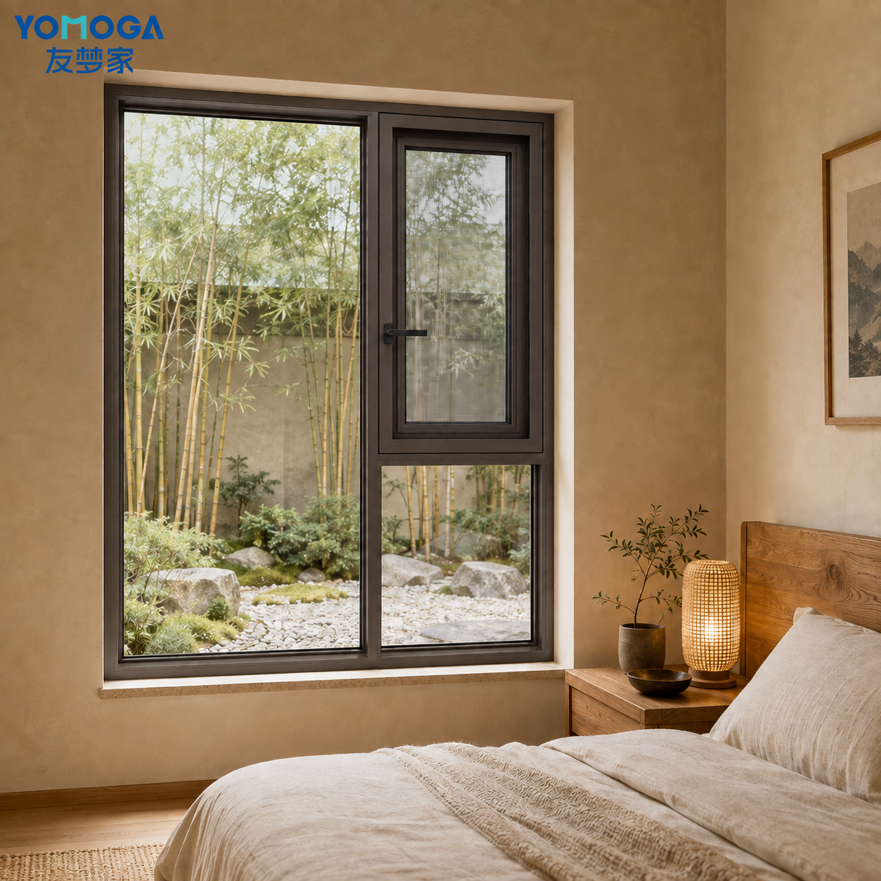 112 thermal break casement window, closed interior view