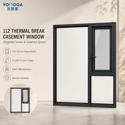 112 thermal break casement window system structure