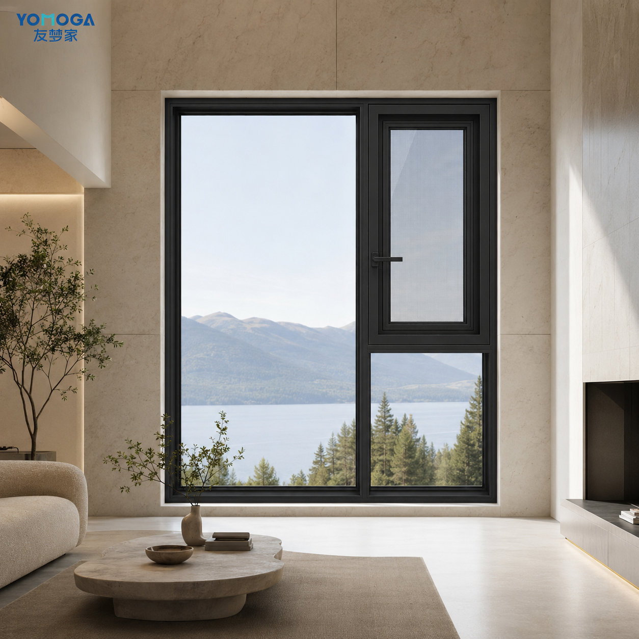 122 double thermal break casement window, closed view