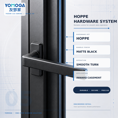 122 double thermal break casement window hardware system