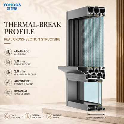 160 six-track panoramic sliding window hardware detail