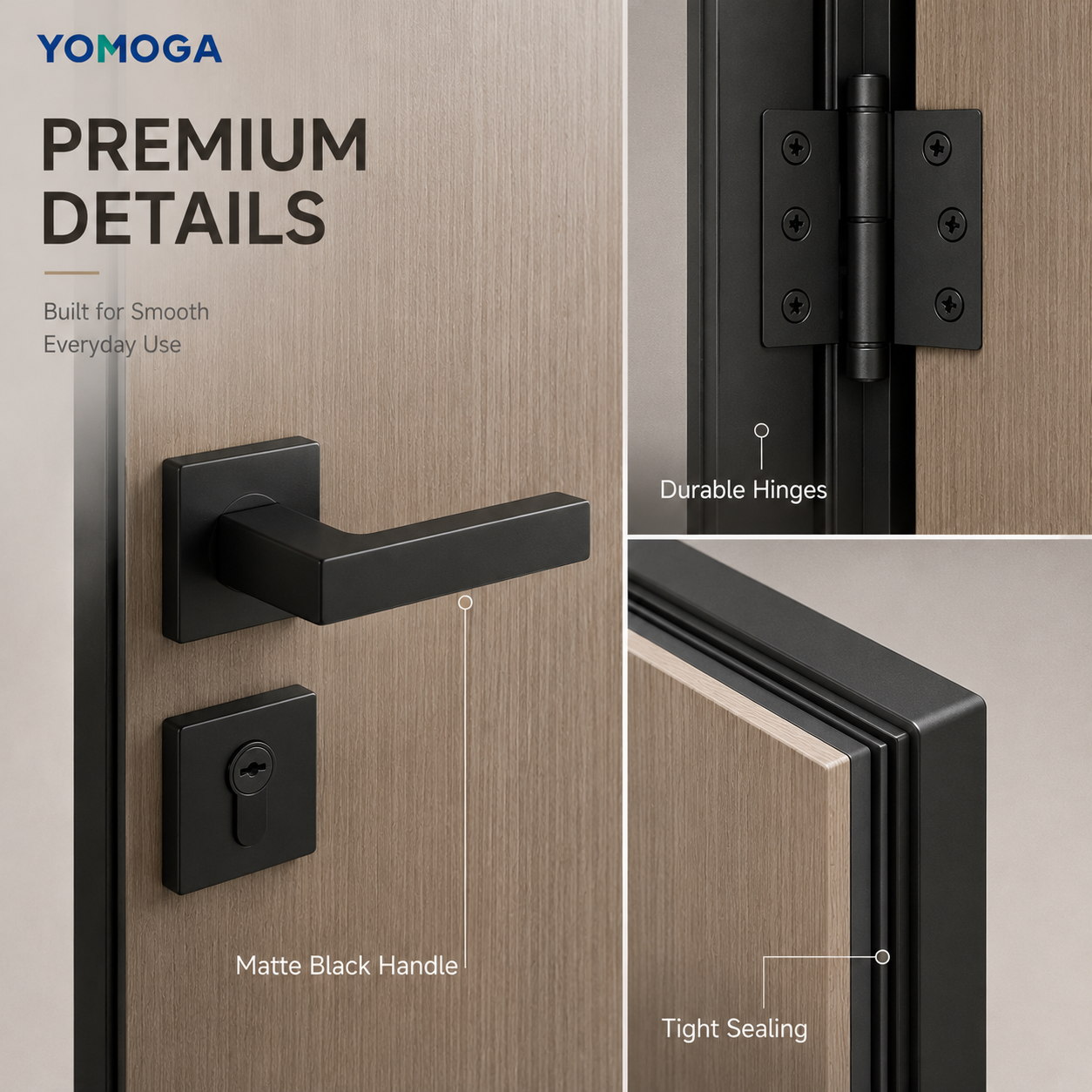 Aluminum Wood Interior Door hardware options