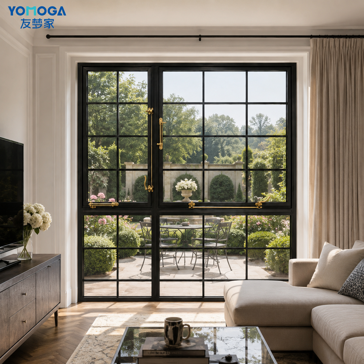 French casement top-hung window in an elegant interior