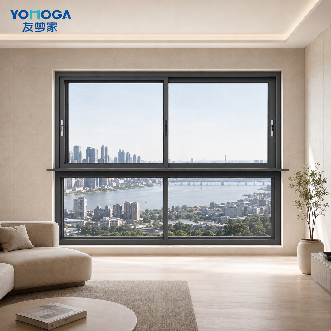 Ultra-slim 160 panoramic sliding window, closed view
