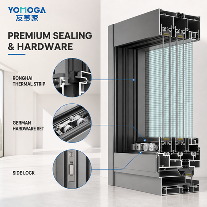 Ultra-slim 160 panoramic sliding window architectural detail