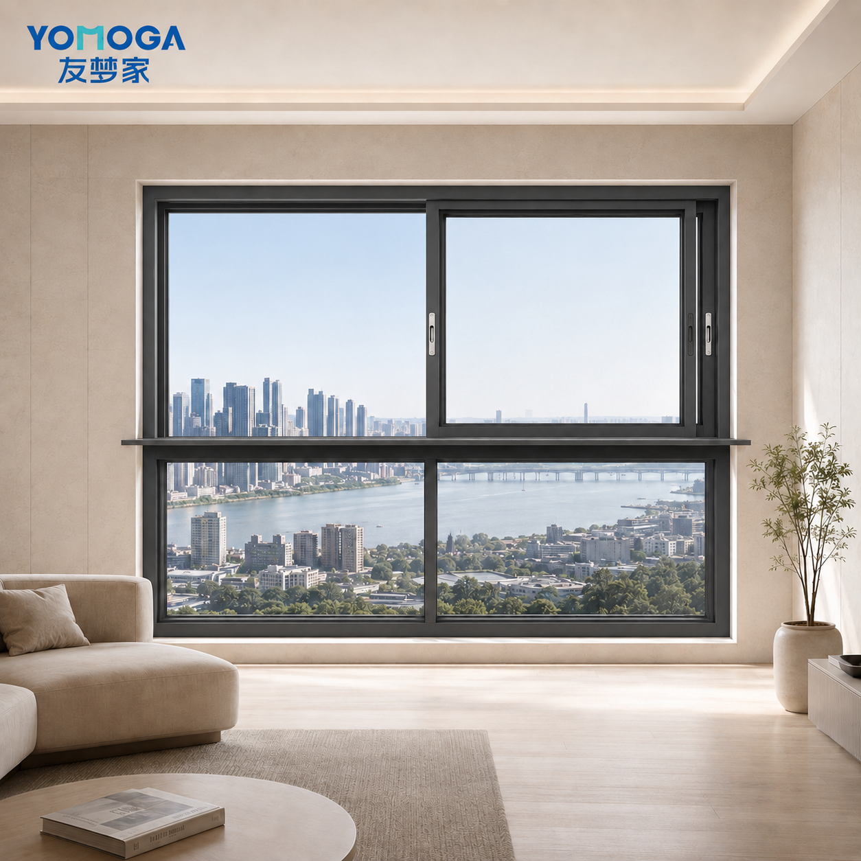 Ultra-slim 160 panoramic sliding window, open view