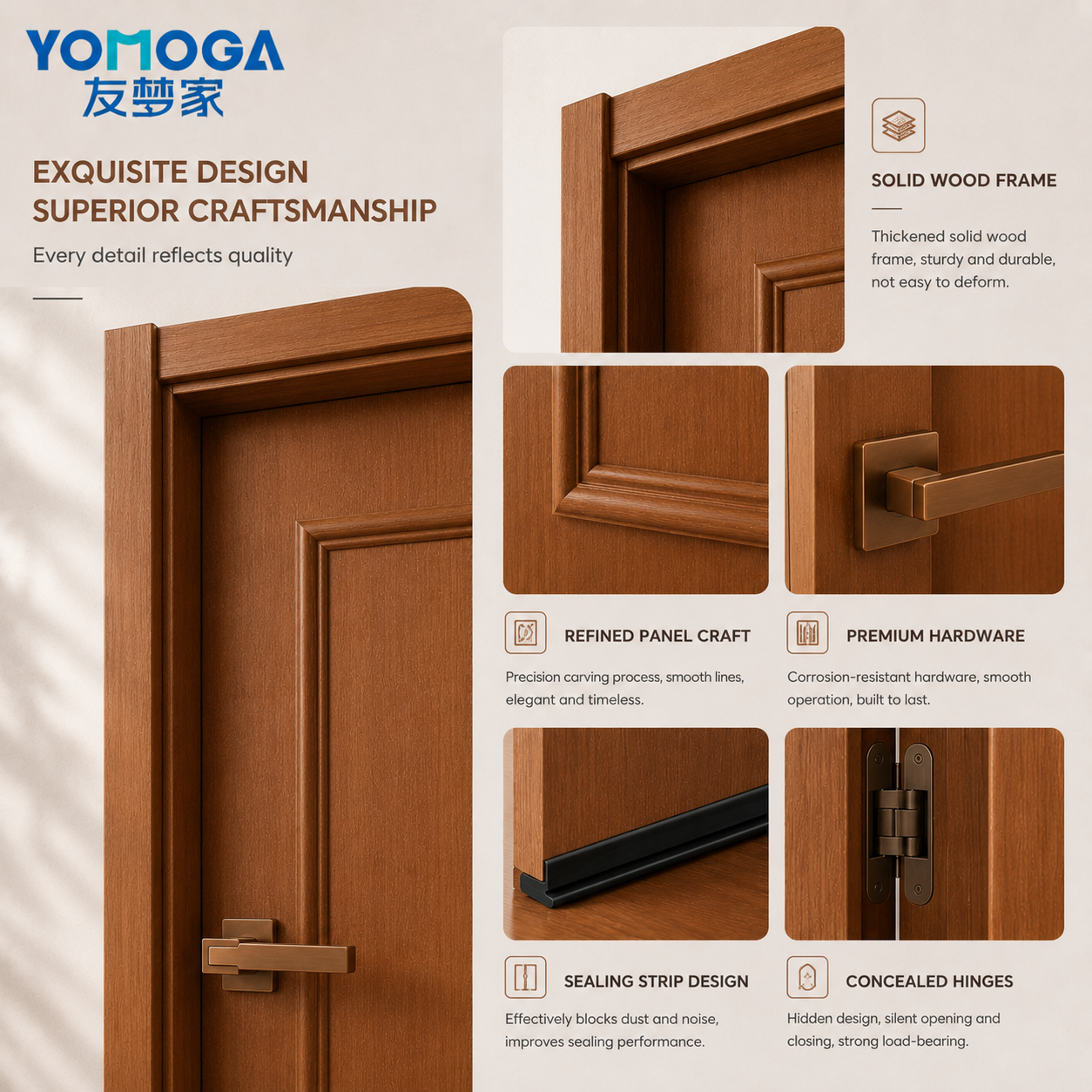 Waterproof 8 mm Panel Door craftsmanship and hardware