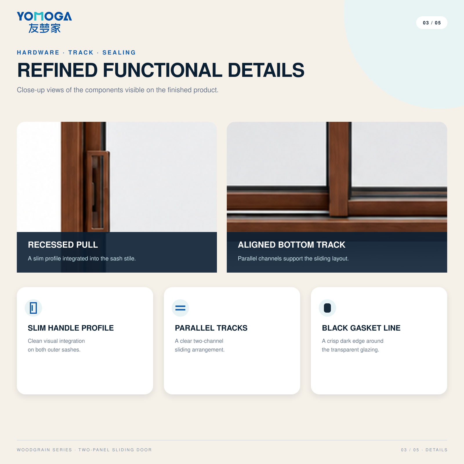 Woodgrain Two-Panel Sliding Door